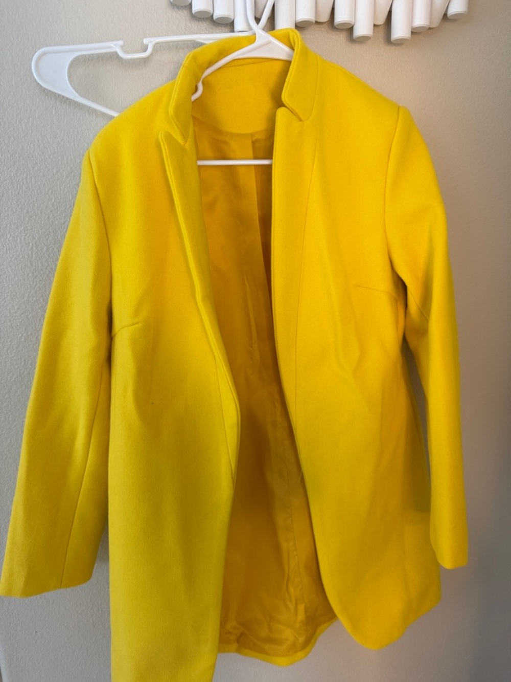 Yellow Women's Open-Front Coat - Modern Tailored Style